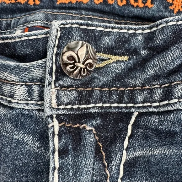 Rock Revival Eustis Capri  Embellished Jeans Thick Stitching 31W X 20.5L - Picture 14 of 16